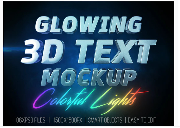 Glowing Text 3d Mockup - Photoshop