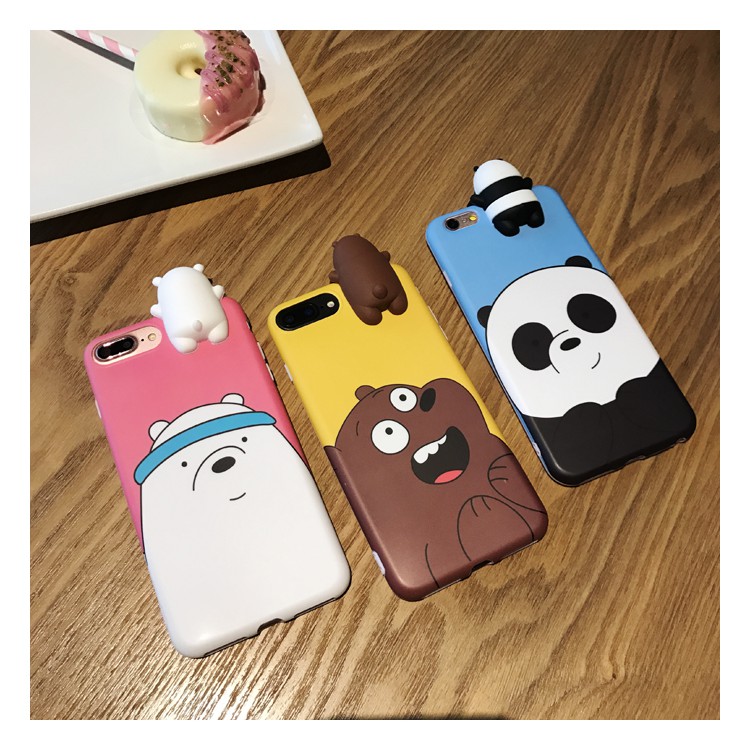 WE BARE BEARS DOLL 3D PEEP CASE For IPHONE 5 6/6S 7 8 plus X( GRIZZ, ICE BEAR , PANPAN )