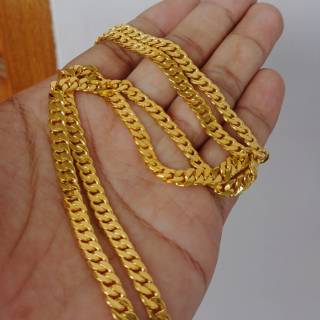  Kalung  Rantai  Pipih Lapis Emas  Kuning 24k Shopee Indonesia