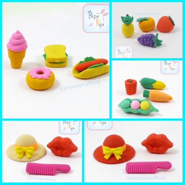 Penghapus Food Vegetable Fruit Hat - Makanan Buah Sayur Topi Pouch Eraser Setip Hapusan