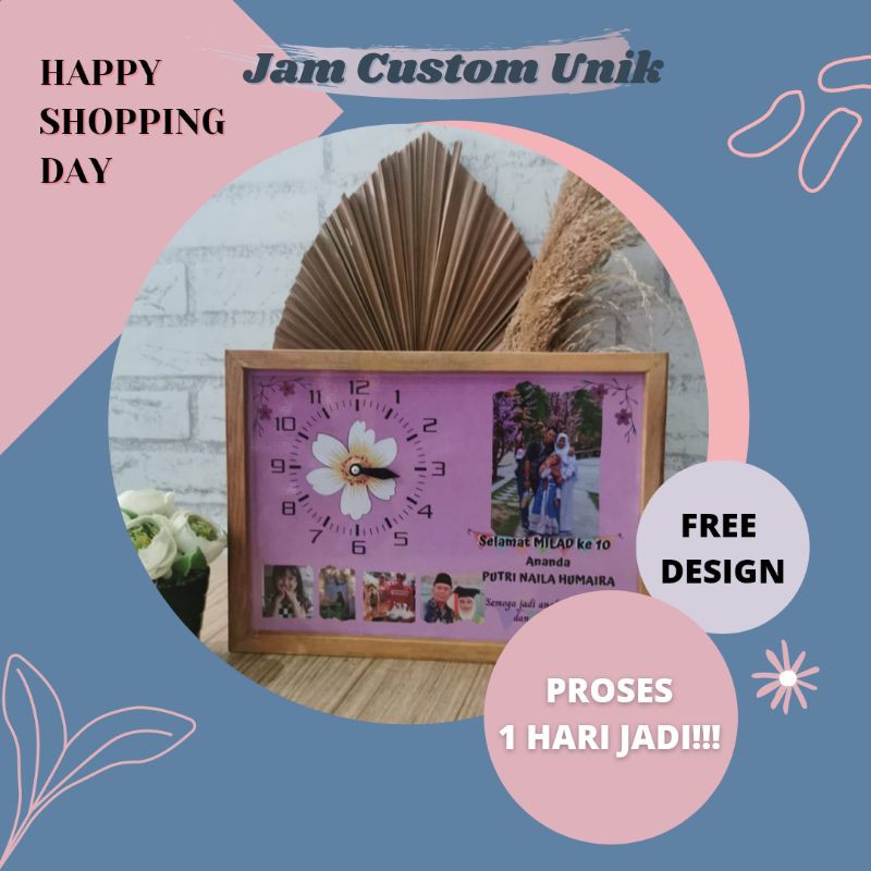 [FREE DESIGN] Hiasan Jam Dekorasi Rumah Custom Foto Akrilik Gift Lucu Kado Wedding Anniversary