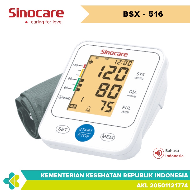 Tensimeter Digital Otomatis  Sinocare BSX-516 (Bahasa Indonesia)