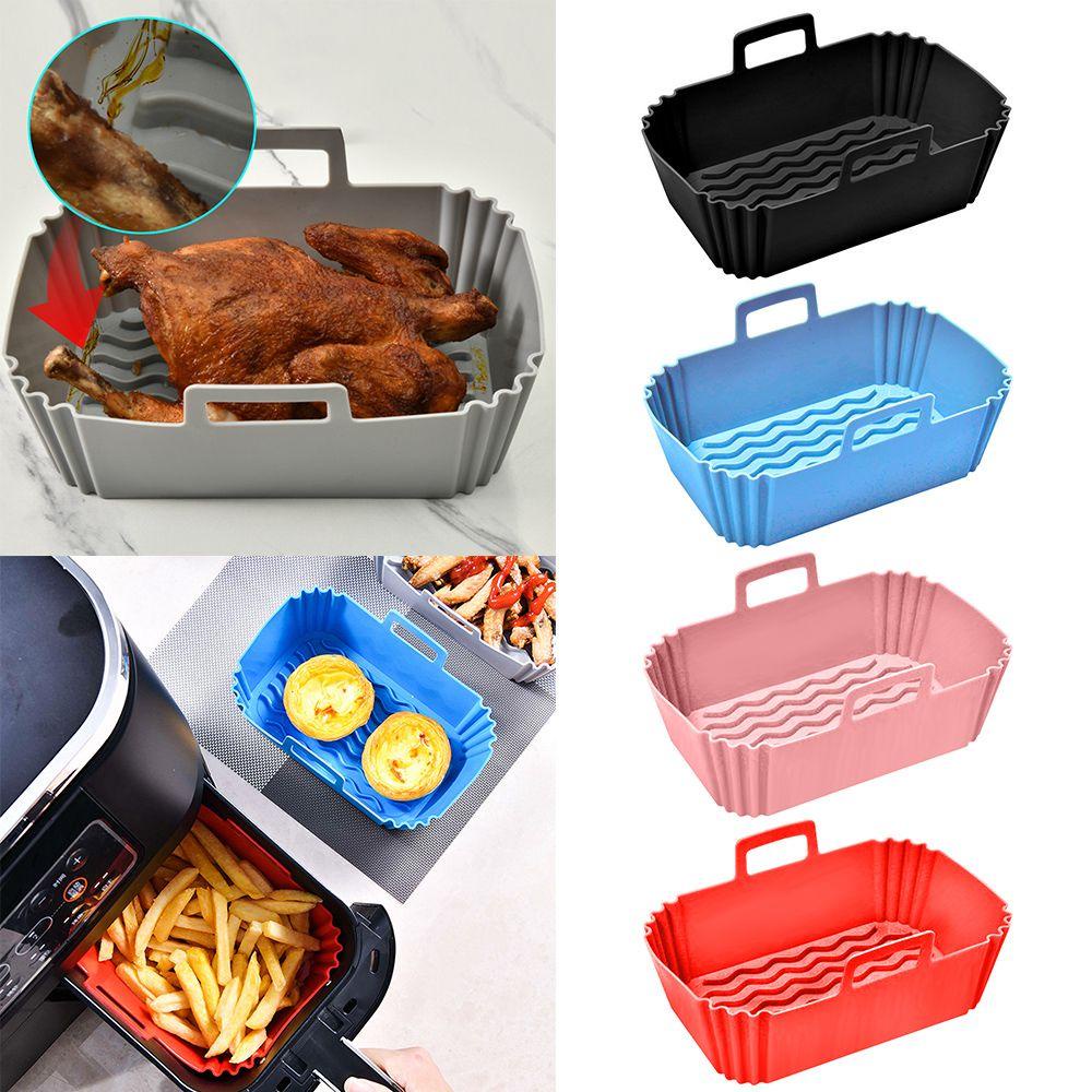 Preva Persegi Panjang Silicone Pot Grill Pot Tray Masak Reusable Pizza Plate Baking Basket