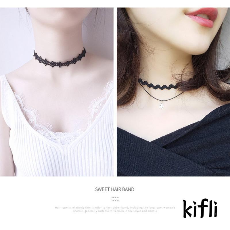 Kalung Choker Bahan Kulit Velvet Desain Hollow Gaya Vintage Gothic Untuk Wanita