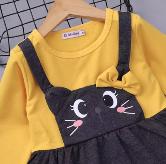 Baju Dress Princess Cute Face Cat / Baju Import / Baju Terusan anak