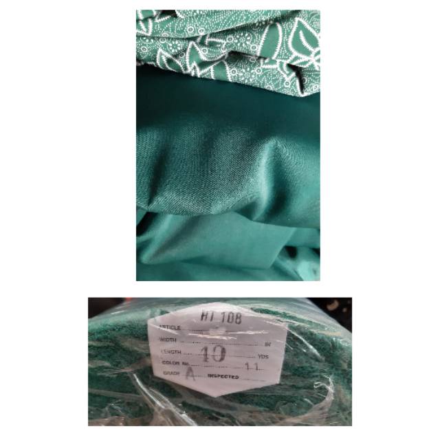 Kain polos pasangan batik pkk warna hijau Tosca Harga 1 rol  isi 40yard atau 36 meter