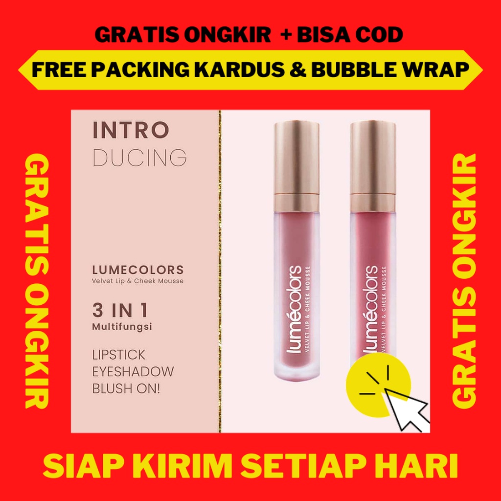 Lumecolors Lipmousse, Lumecolors Lipstik, Lipmousse 3in1 Fungsi Lip Cream Eyeshadow Blush On Lumecol