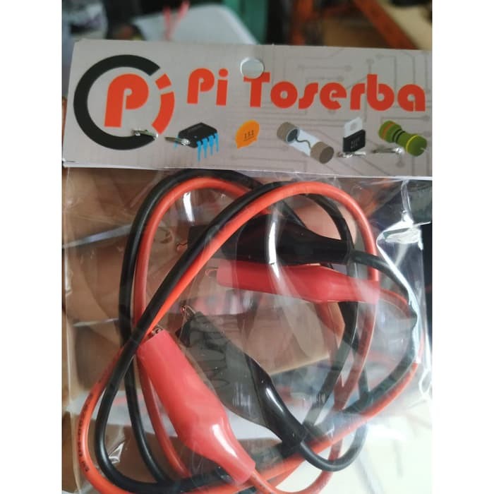 Kabel plus Capit buaya aki Kecil panjang 50cm Sepasang Merah Hitam