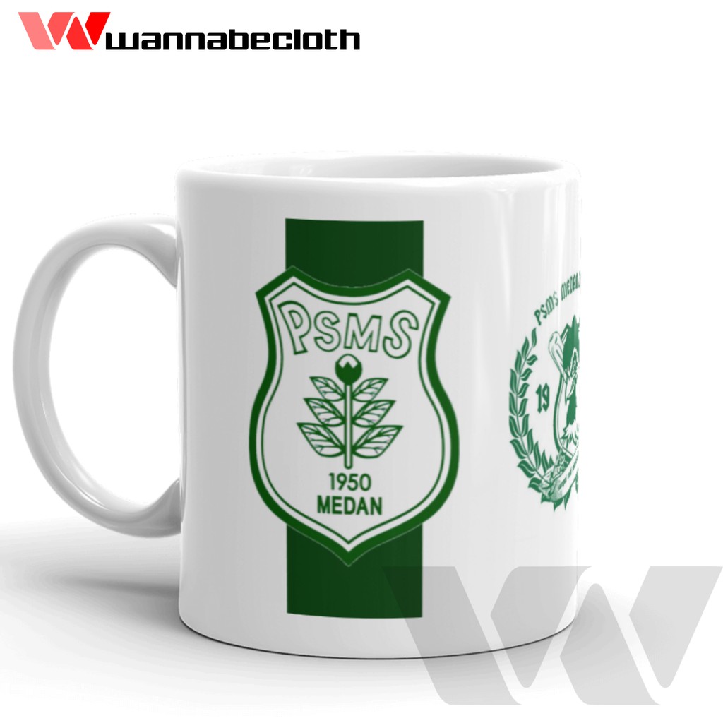 Gelas Mug PSMS Medan Keramik Porcelain Souvenir PSMS Medan Putih V2