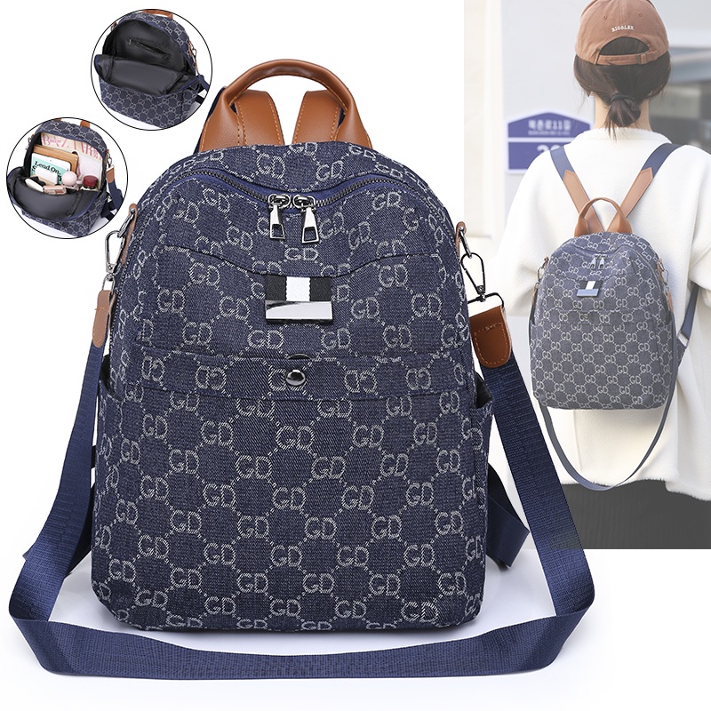 import Wanita Ransel kain denim Premium Quality Multifunction Backpack Tas Selempang  Bahu women bag sling belakang Ransel fashion beg perempuan galas 638