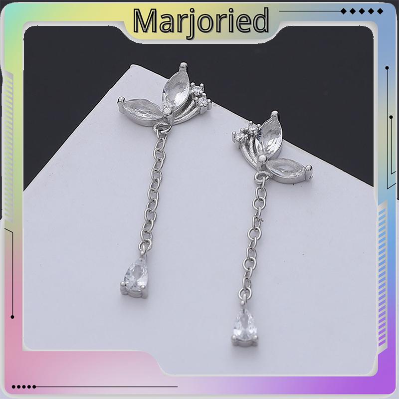 Anting Kupu-kupu Rumbai Drop Earrings Retro French Temperamen Indah Flash Diamond Earrings-MJD