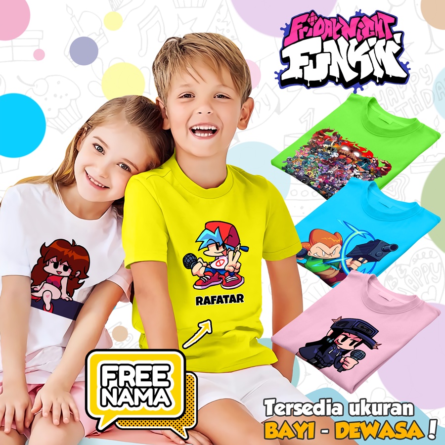 [FREE NAMA] Baju Kaos COUPLE  ANAK DAN DEWASA FRIDAY NIGHT FUNKIN BANYAK MOTIF