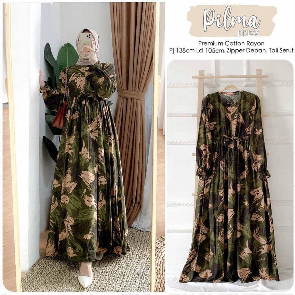 Gamis Rayon Homey Dress Terlaris / Gamis Muslim Syari Motif Terbaru-Pilma Dress