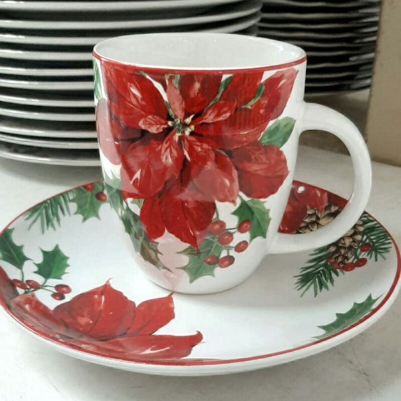[SET] isi MUG PIRING KERAMIK SANGO GELAS CANTIK HIAS NATAL CHRISTMAS