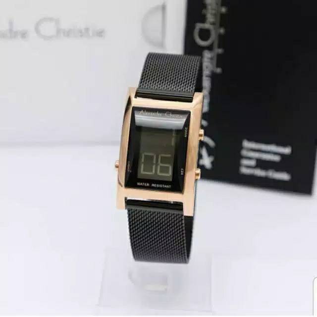 Alexandre Christie 9225 wanita digital kotak kecil rantai pasir hitam rose