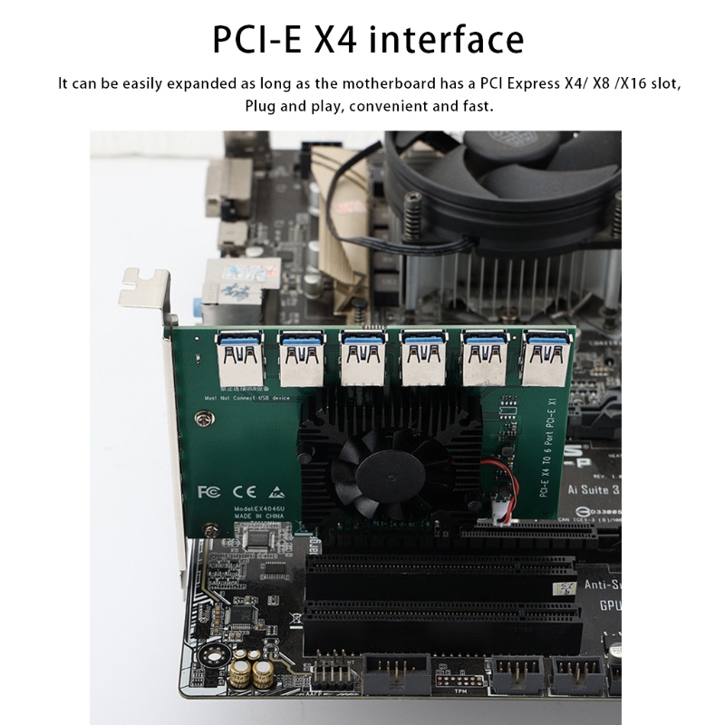 Btsg PCI Untuk Express X4 1sampai6 Riser Card Adapter Untuk Tambang Penambang BTC Nserted Ke Dalam Circuit Board Lingkungan Untuk