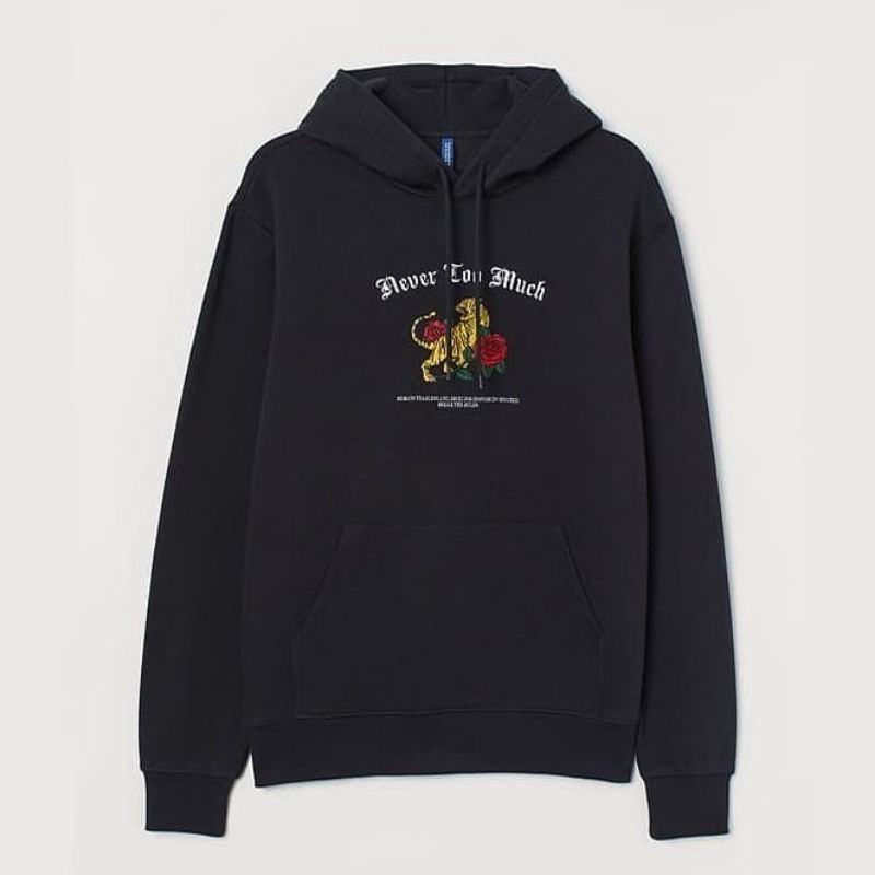 H&M Hoodie Never Too Much Black