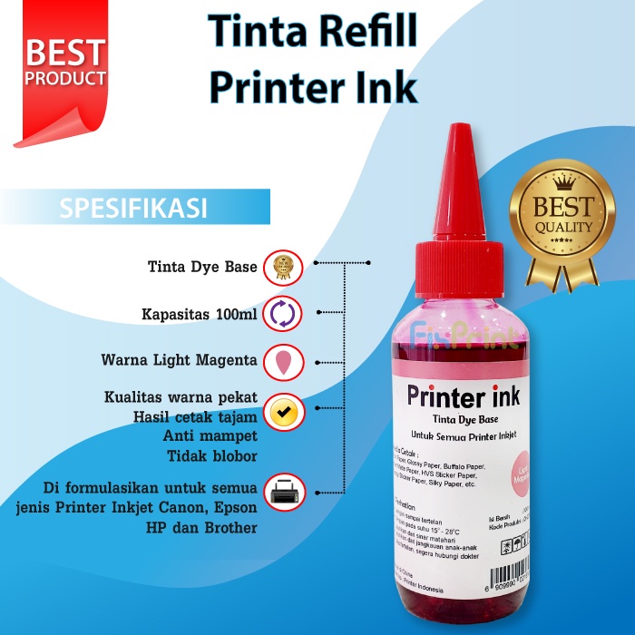 Tinta Printer Universal Ink 100ml Dye Base Refill Cartridge Canon XP 2135 2676 2335 2336 2337 Epson