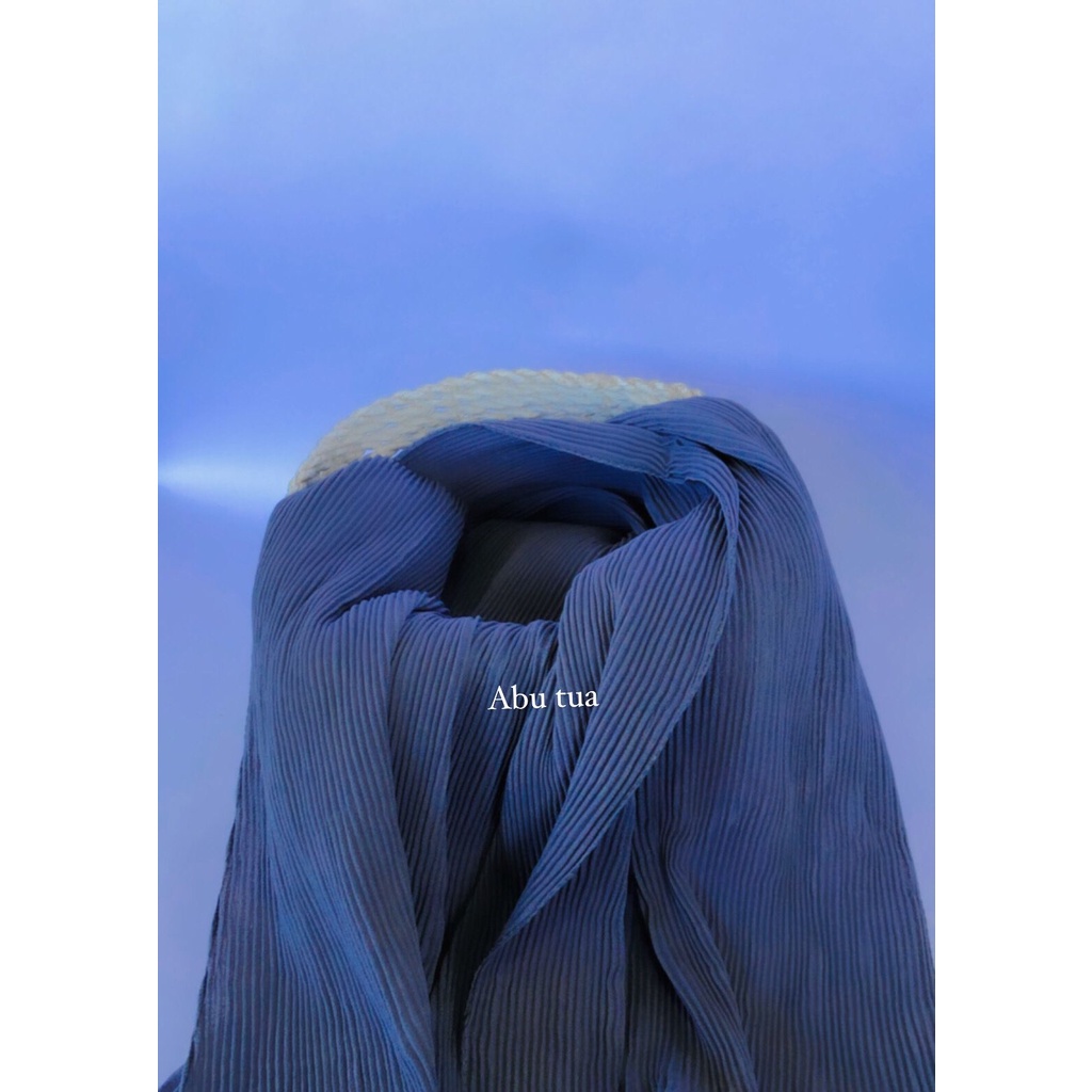 Pashmina Plisket full lidi 180x75 Hijab flisket Pashmina Plisket jilbab pleated shawl kerudung-Plisket Abu tua