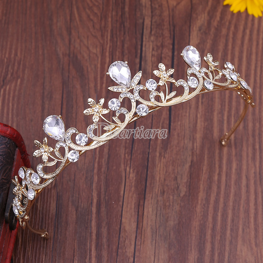 Tiara Mahkota Berlian Imitasi Bahan Alloy untuk Pengantin Wanita