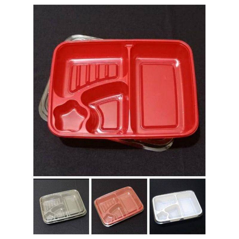 (10pcs) Tray Bento sekat 4 bintang / wadah makanan / mika bento