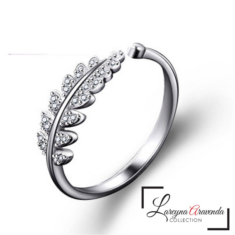 Cincin Titanium Ring Model Daun Kristal Crystal Mewah Anti Karat Non Alergi CC018