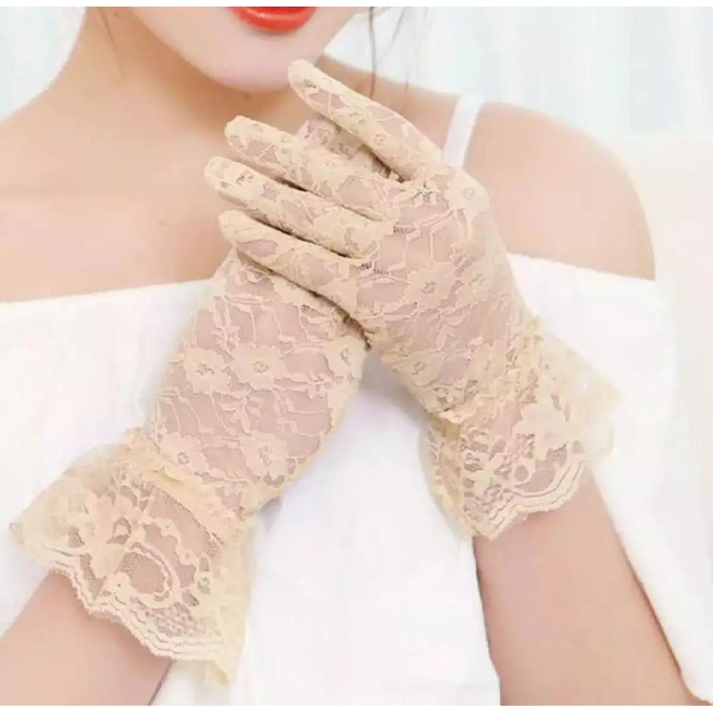 Lily Sarung Tangan Brukat Renda - Sepasang Acesories Pengantin