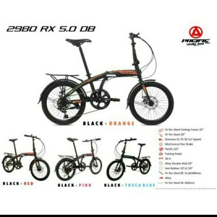 Sepeda Lipat Pacific STEEL 2980 RX 5.0 1x7SP 20 Inch Garansi SNI-3