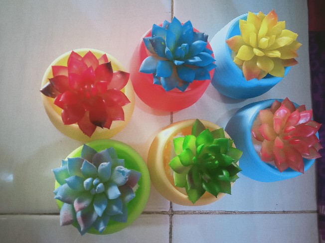 Pot Bulat Mini Vas Bunga Melamin Plastik Pot Bunga Kecil Minimalis Simple Praktis