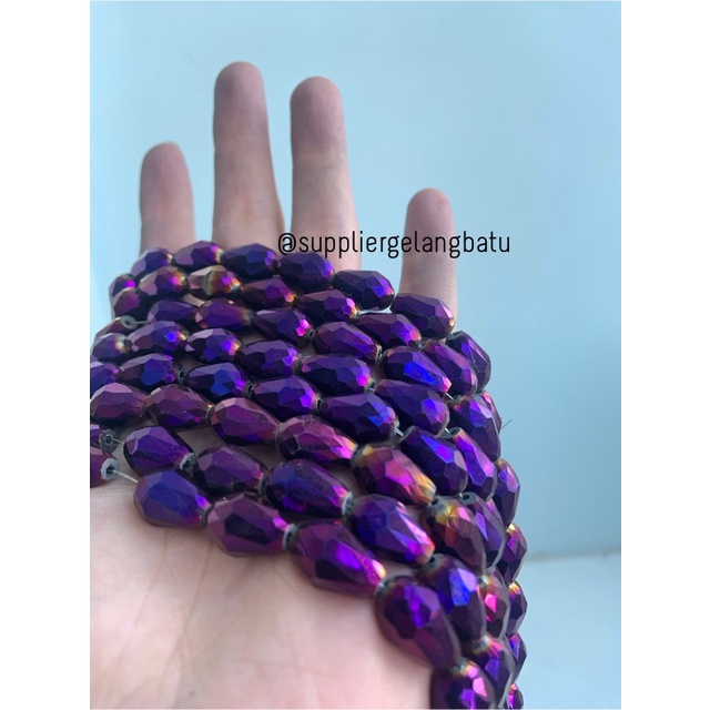 kristal Tetes ceko 15mm x 10mm UNGU METALIK purple metalic kilap craft