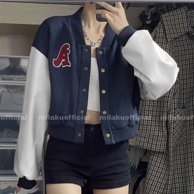 jaket wanita - A BASEBALL VARSITY JAKET - jaket korean style