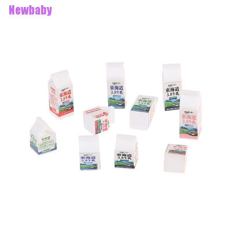 Newbaby 5pcs / set Mainan Miniatur Botol Susu + Gelas Karton Skala 1: 12 Untuk Aksesoris Rumah Boneka