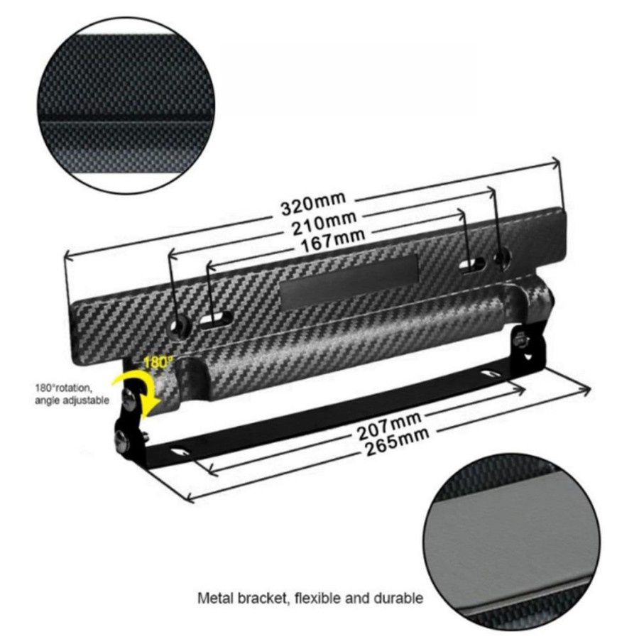 Dudukan Tatakan Plat Nomor Carbon look Mobil JDM model Breket Bracket Plat Nomor Mobil JDM