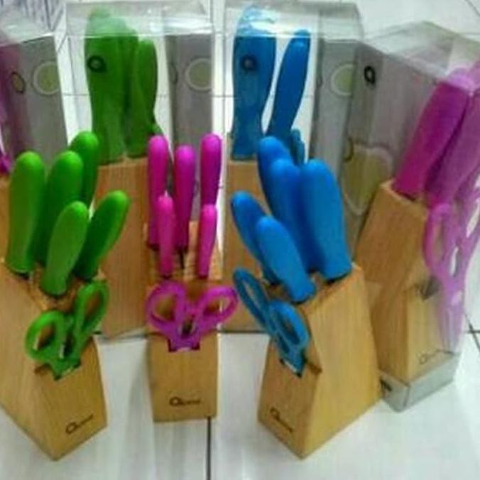 Oxone OX-961 Pisau Set Dapur Stainless Steel - Pink, Hijau, Biru
