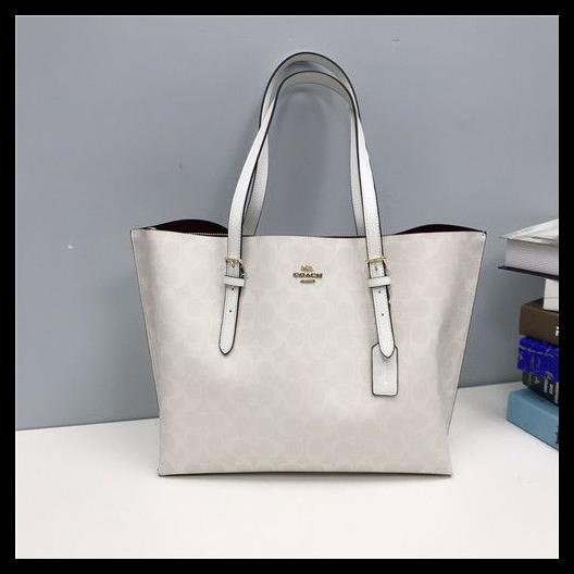 Bag Canvas - Tas Coach 1665 Mollie Tote In Signature Canvas In Chalk White