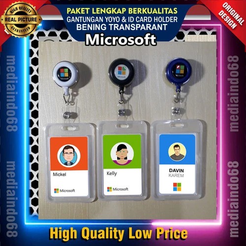 

ID CARD HOLDER TRANSPARANT+ GANTUNGAN YOYO ID Logo Microsoft