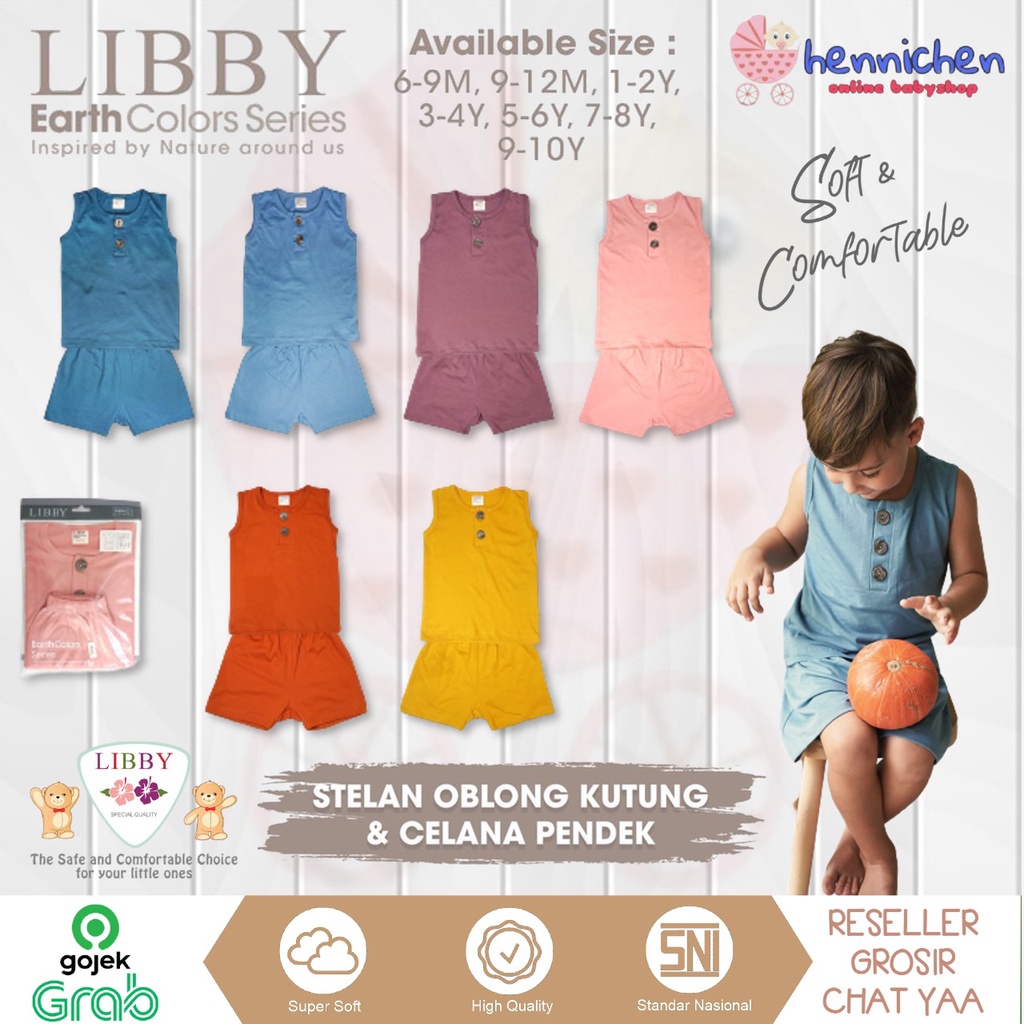 LIBBY EARTH SERIES SETELAN OBLONG KUTUNG CELANA PENDEK 1-6 TAHUN