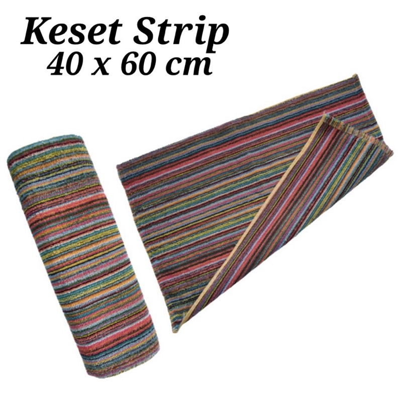 Keset kaki Jepang motif garis / motif strip ukuran 40x60cm