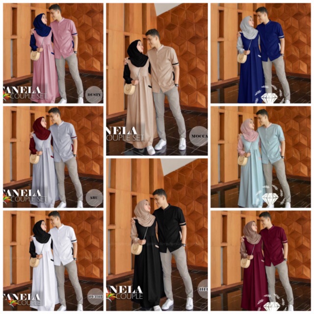 Baju Couple Kondangan Kekinian Modern Kapel Pesta Elegan Mewah Pasangan Muslim Fanela Shopee Indonesia