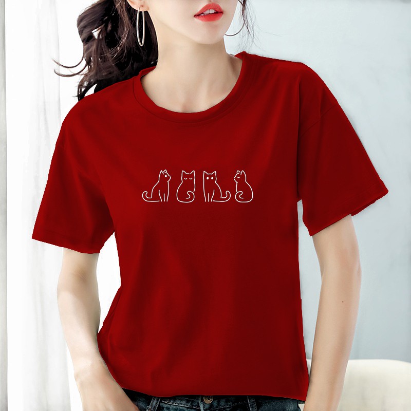 Kaos Wanita Kucing / Atasan Baju Kaos Wanita Dewasa Tumblr tee 88229