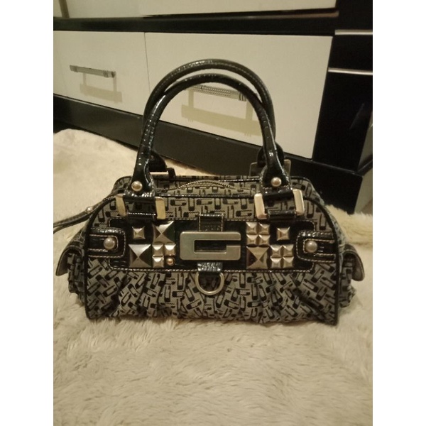 TAS GUESS SPEEDY CANVAS MIX KULIT CROCO