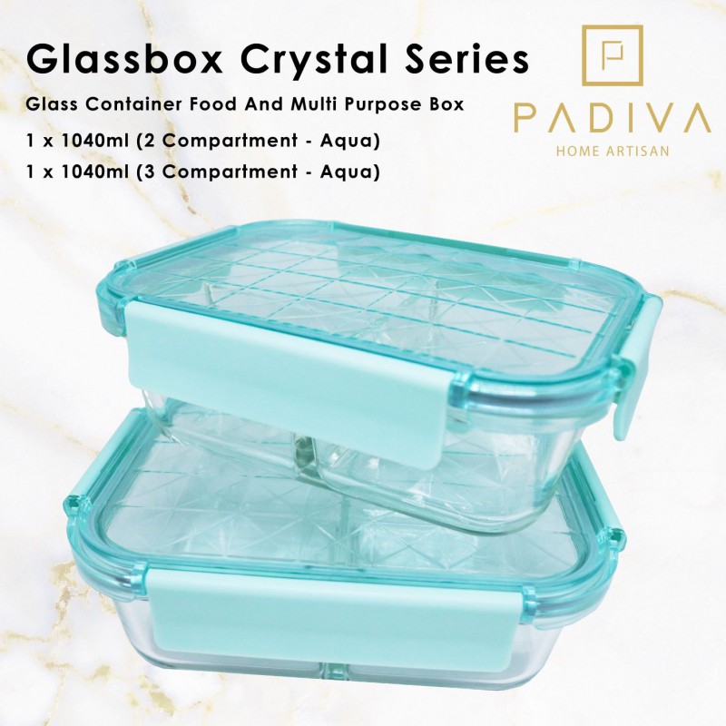 PADIVA 1040ML AQUA MIX 2+3COMPARTMENTS CRYSTAL GLASSBOX (GBC1040MA)