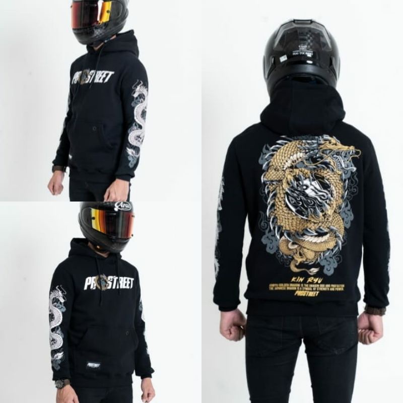 Hoodie Prostreet Sweater Kin Ryu Rider Hoodie Bahan Katun Tebal