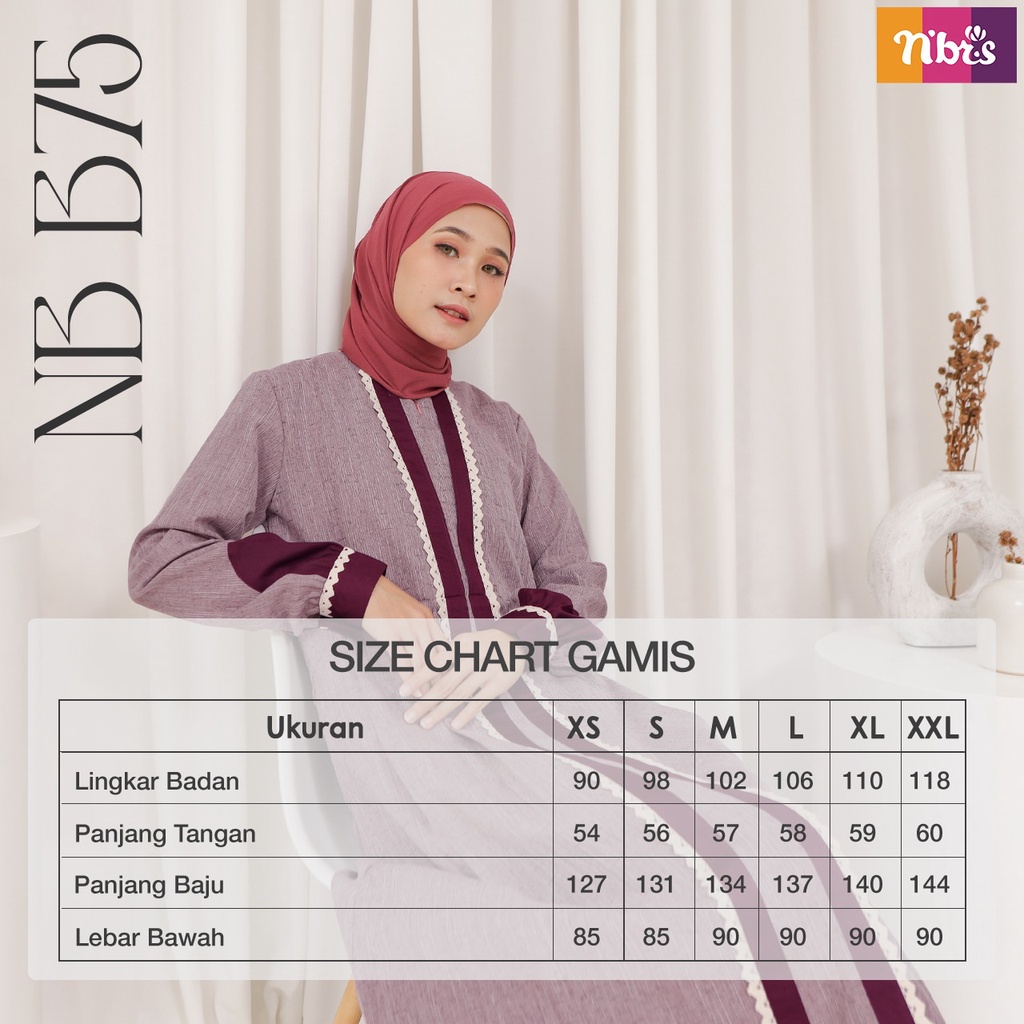 Nibras Gamis Polos NB B75 Bahan Belta mix Toyobo Dress Muslimah Simple Elegant