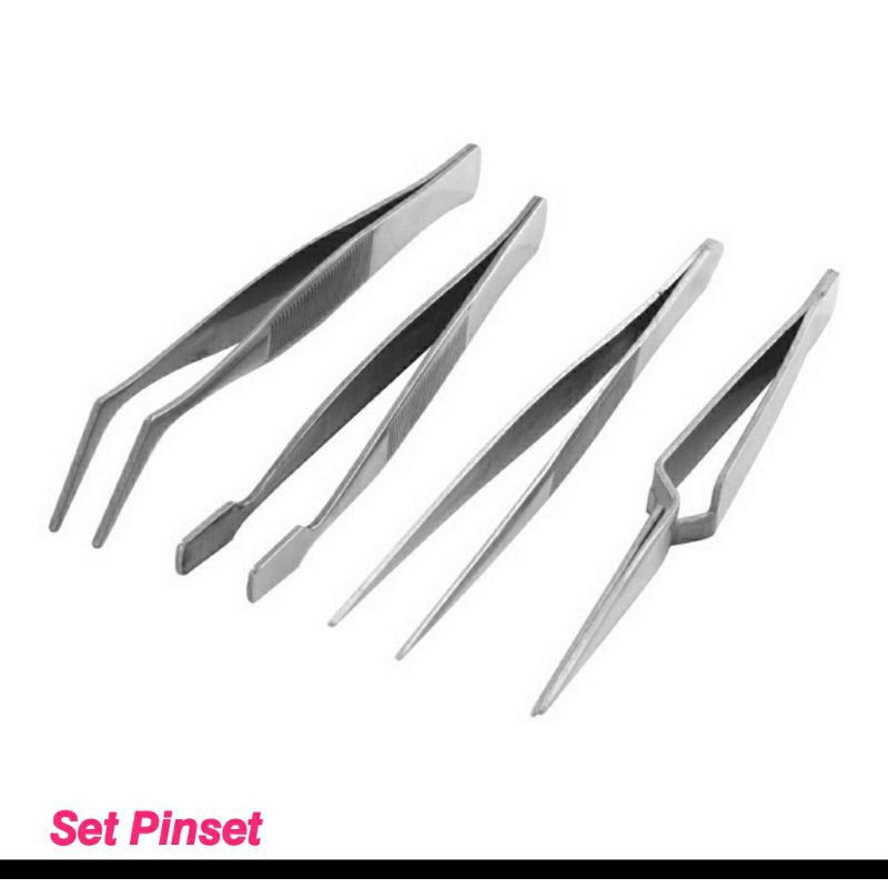 4 Piece Tweezer Set 4 Pcs Pinset Shopee Indonesia