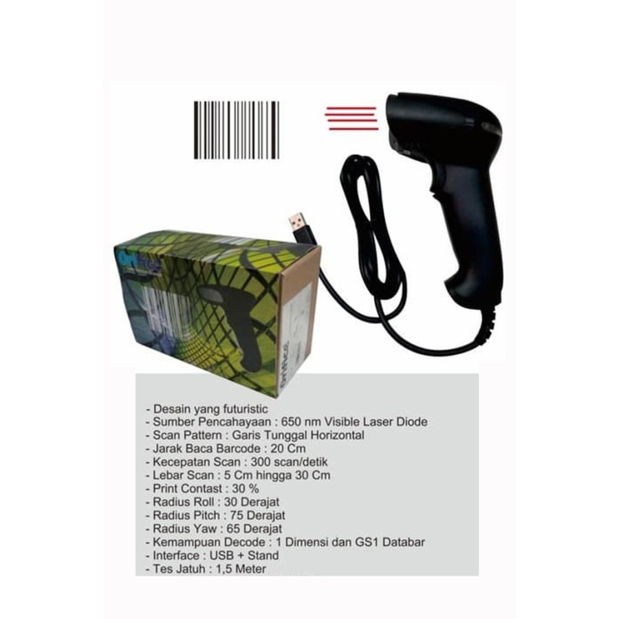 Barcode Scanner Laser 1d Usb With Stand Orifice f-12z