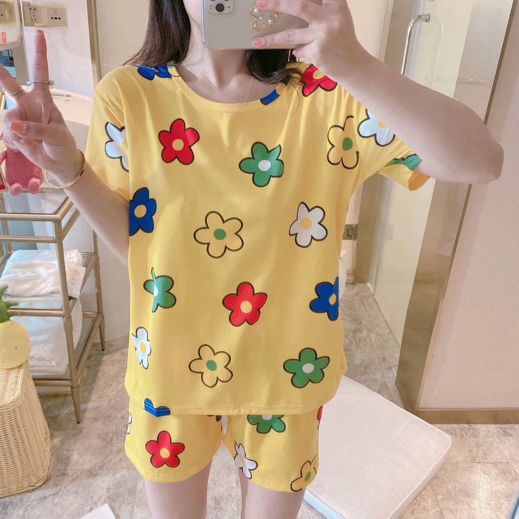 Baju Tidur Piyama Import HP-HP Flower Yellow