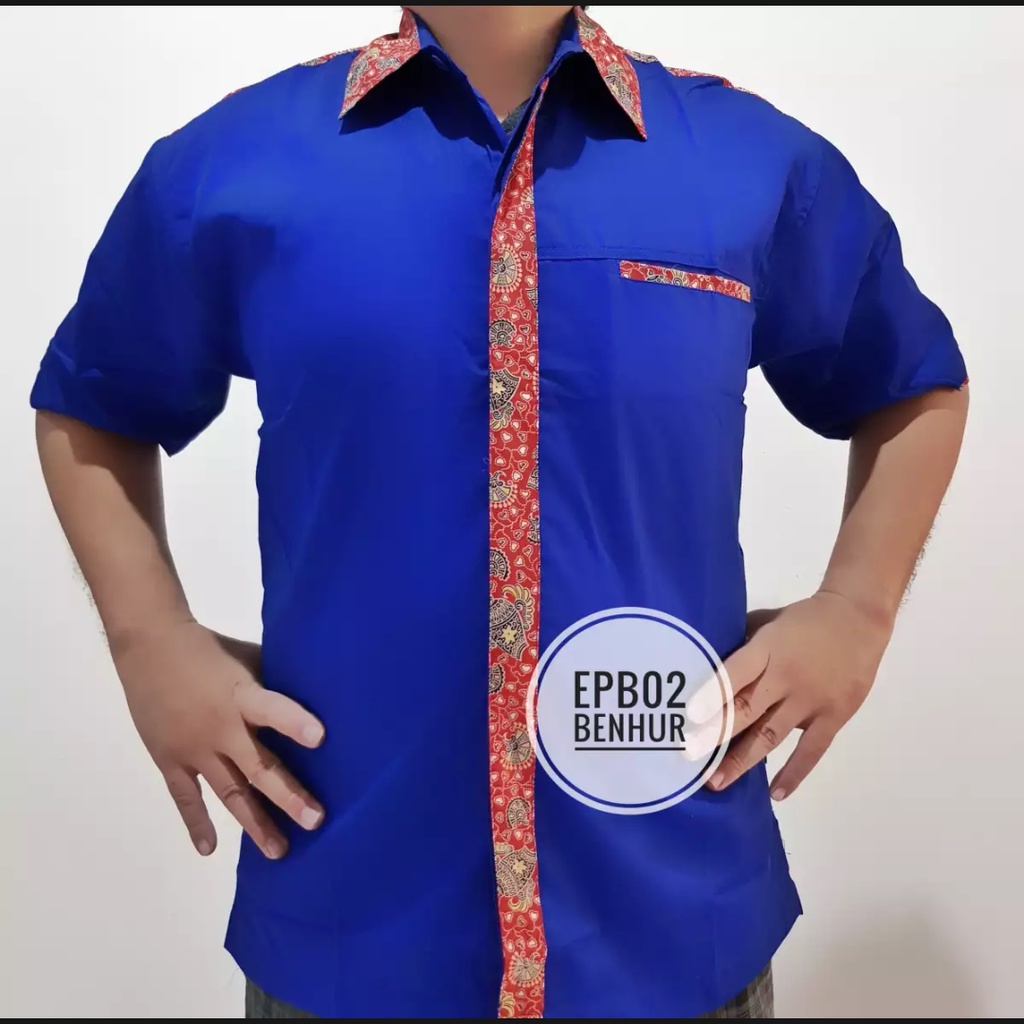 Kemeja batik seragam batik biru ENZINO SPORT