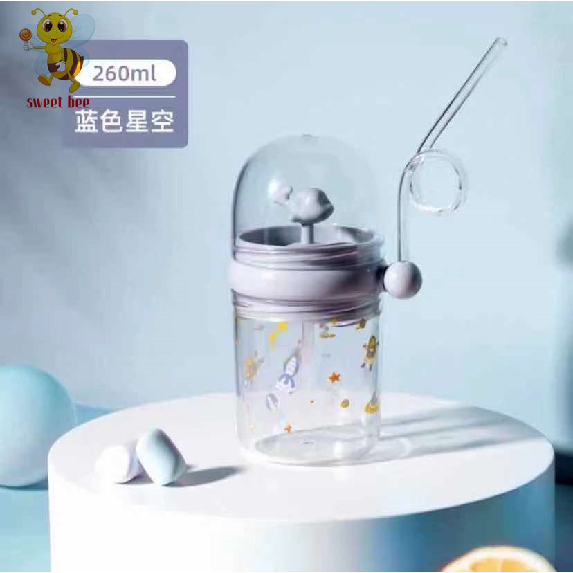 Botol Minum Anak unik Air Mancur Ikan Paus Lumba-Lumba/kincir Sedotan 260ML sweetbee-7