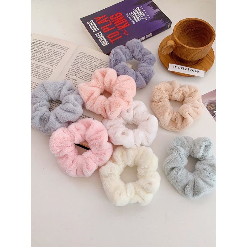 [COD] IKAT RAMBUT BULU JUMBO IKAT RAMBUT KOREA SCRUNCHIE MODEL BARU ALA KOREA WARNA CANTIK JUMBO